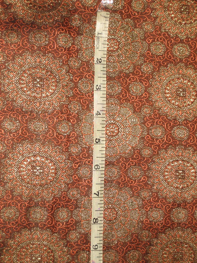 Spun Silk Brocade fabric Orange,Black &amp; Metallic Gold 44&quot;