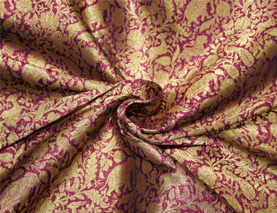 Silk Brocade Fabric magenta x metallic Gold Animal Figure Motifs 44" wide BRO665[2]