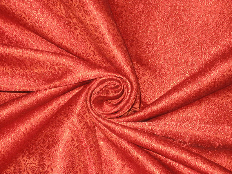 Silk Brocade fabric Red color 44&quot;