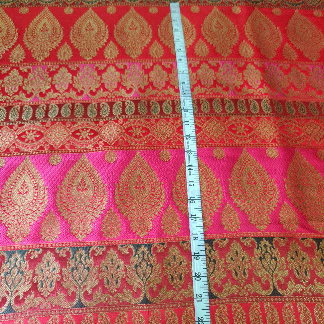 Brocade jacquard Fabric pink ,red ,green x ;metallic gold BRO677[2]