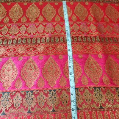 Brocade jacquard Fabric pink ,red ,green x ;metallic gold BRO677[2]