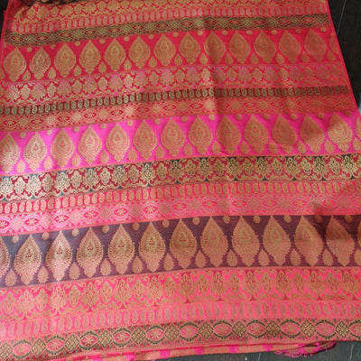 Brocade jacquard Fabric pink ,red ,green x ;metallic gold BRO677[2]