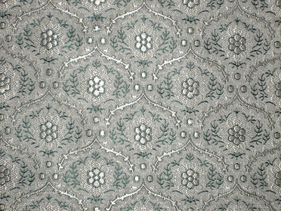 SILK BROCADE FABRIC Teal &amp; Grey color 44" WIDE BRO169[6]