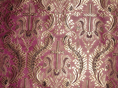 SILK BROCADE FABRIC Pinkish Purple,Gold & Black color 44" wide BRO166[2]