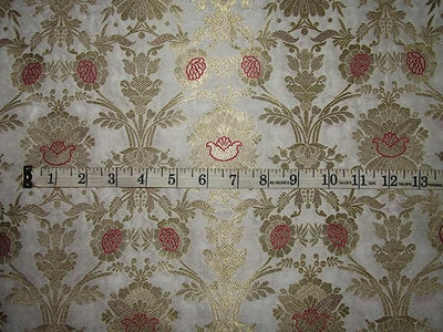 Silk Brocade fabric white x metallic gold color 44" wide BRO735[5]