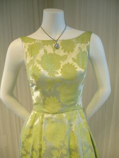 Spun Silk Brocade fabric Lime Green Color