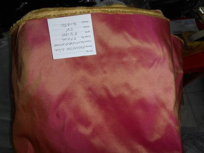 100% SILK TAFFETA fabric Fandango pink x mustard color 54" wide TAF251