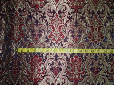 SILK BROCADE FABRIC NAVY BLUE,MAROON WITH METALLIC GOLD BRO402[1]