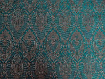 SILK BROCADE KINGFISHER GREEN & BROWNISH GOLD COLOR 44" WIDE BRO405[3]