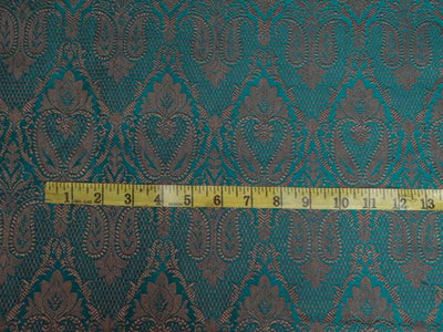 SILK BROCADE KINGFISHER GREEN & BROWNISH GOLD COLOR 44" WIDE BRO405[3]