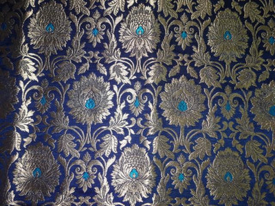 BROCADE FABRIC SHADED ROYAL BLUE X METALLIC GOLD