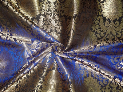 SILK BROCADE SHADED ROYAL BLUE,BLACK X METALLIC GOLD 44&quot;