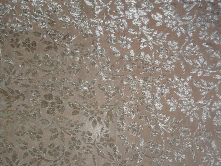 Beige Devore Polyester Viscose Burnout Velvet fabric ~ 44&quot; wide