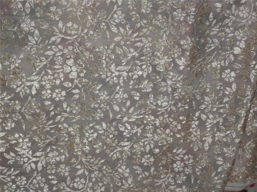 Beige Devore Polyester Viscose Burnout Velvet fabric ~ 44&quot; wide