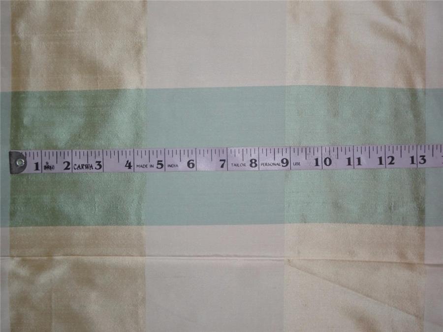 SILK DUPIONI SHADES OF GREEN/CREAM,GOLD PLAIDS FABRIC 54" wide DUP#C39[3]