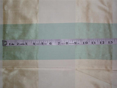 SILK DUPIONI SHADES OF GREEN/CREAM,GOLD PLAIDS FABRIC 54" wide DUP#C39[3]