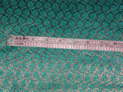 BROCADE FABRIC GREEN X METALLIC GOLD COLOR 44&quot;