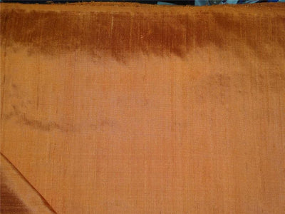 100% PURE SILK DUPIONI FABRIC DEEP MARINE ORANGE colour 54&quot; wide WITH SLUBS*