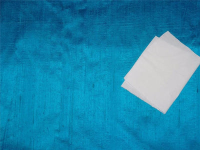 100% PURE SILK DUPIONI FABRIC LIGHT OCEAN BLUE colour 54&quot; wide WITH SLUBS*