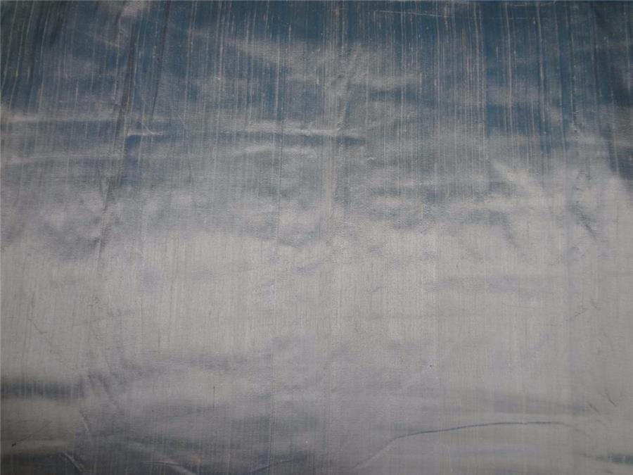 100% PURE SILK DUPIONI FABRIC DUSTY BLUE IVORY SHOT colour 54&quot; wide WITH SLUBS*