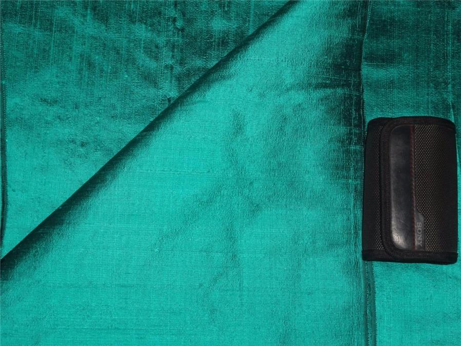 100% PURE SILK DUPIONI FABRIC DUSTY OCEAN BLUEISH GREEN colour 54&quot; wide WITH SLUBS*