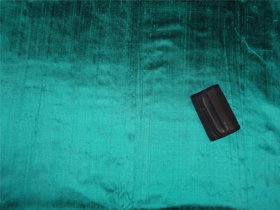 100% PURE SILK DUPIONI FABRIC DUSTY OCEAN BLUEISH GREEN colour 54&quot; wide WITH SLUBS*