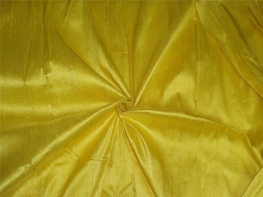 100% PURE SILK DUPIONI FABRIC BRIGHT PASTEL YELLOW 54&quot;WITH SLUBS*[MM68[3]