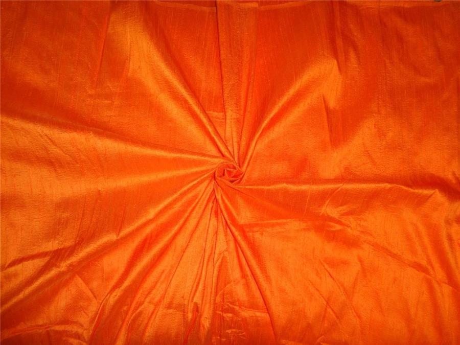 100% PURE SILK DUPIONI FABRIC BRIGHT ORANGE colour 54&quot; wide WITH SLUBS*