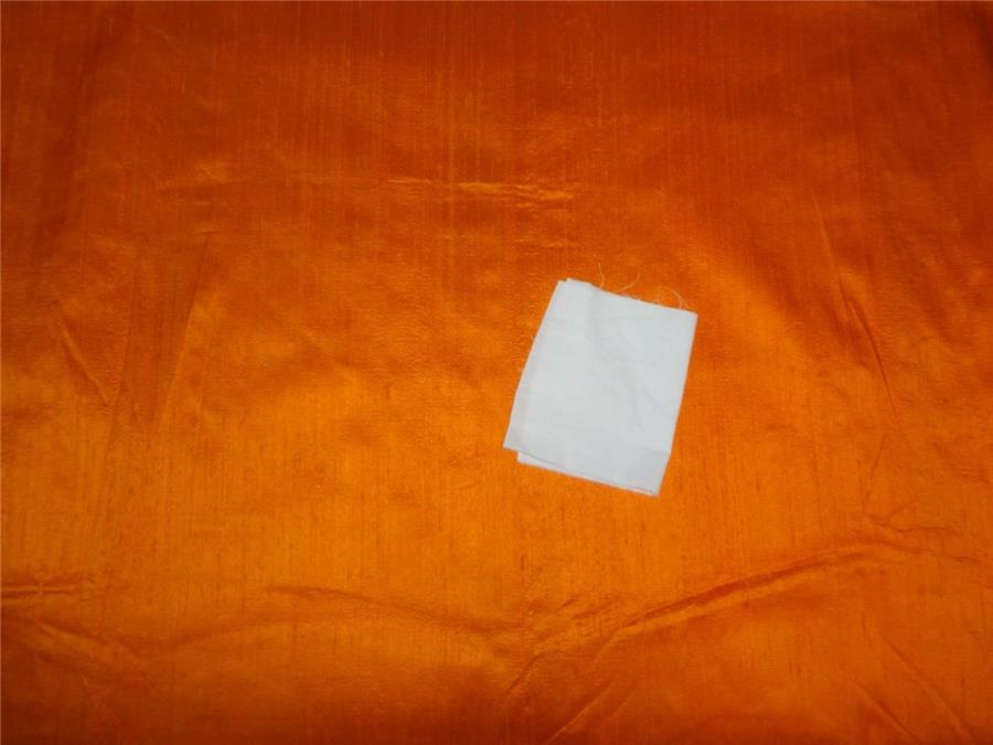 100% PURE SILK DUPIONI FABRIC BRIGHT ORANGE colour 54&quot; wide WITH SLUBS*