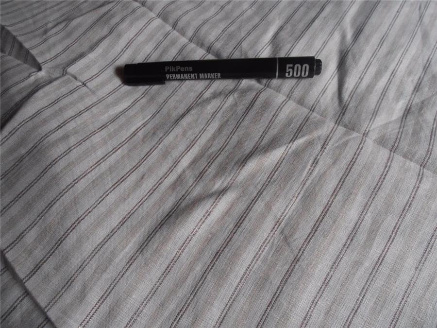 100% Linen Grey Silver and Blue stripe Fabric 60" wide [6907]