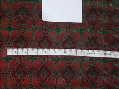 SILK BROCADE FABRIC RED,BLACK X GREEN COLOR 44&quot;BRO476[2]