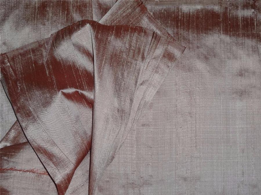 100% PURE SILK DUPION FABRIC PINK X BROWN colour 54&quot; wide WITH SLUBS