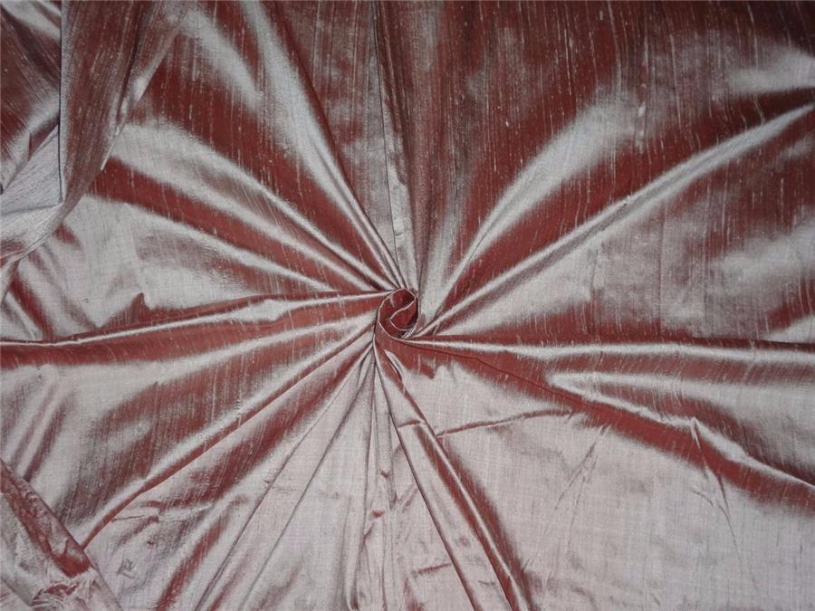 100% PURE SILK DUPION FABRIC PINK X BROWN colour 54&quot; wide WITH SLUBS