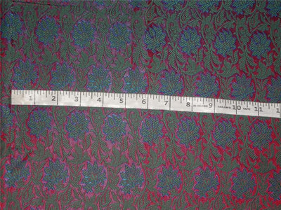 BROCADE FABRIC RED,GREEN X BLUE COLOR 44&quot;INCH