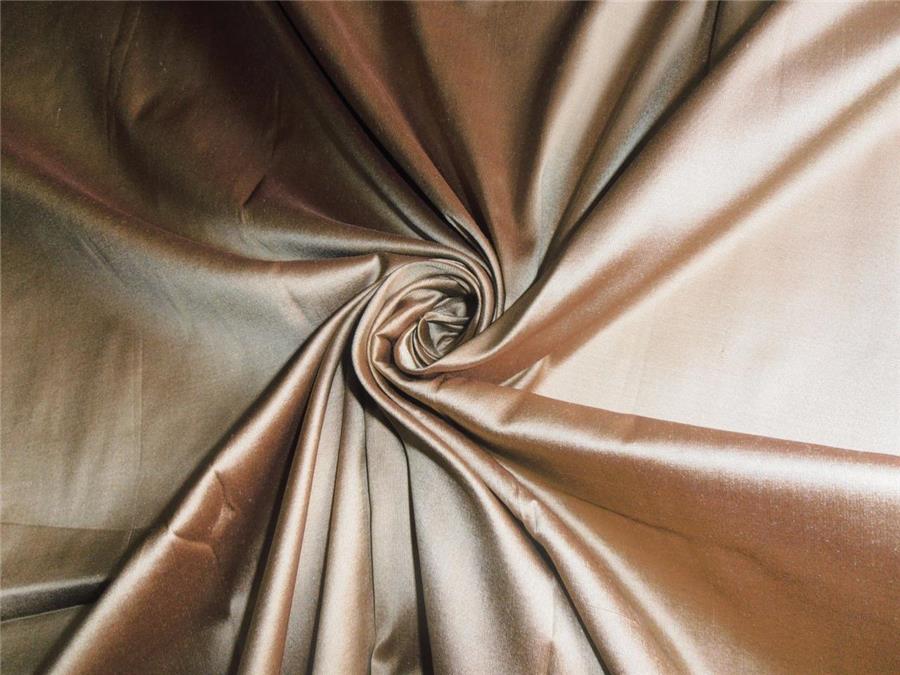 100% PURE SILK DUPIONI FABRIC GOLD X BROWN COLOR 54&quot; wide MM9[5]