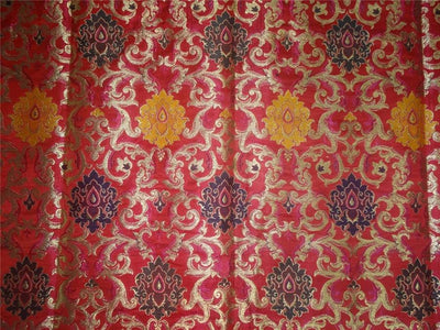 SILK BROCADE FABRIC RED,MULTI MOTIF X METALLIC GOLD COLOR 36" wide BRO490[3]