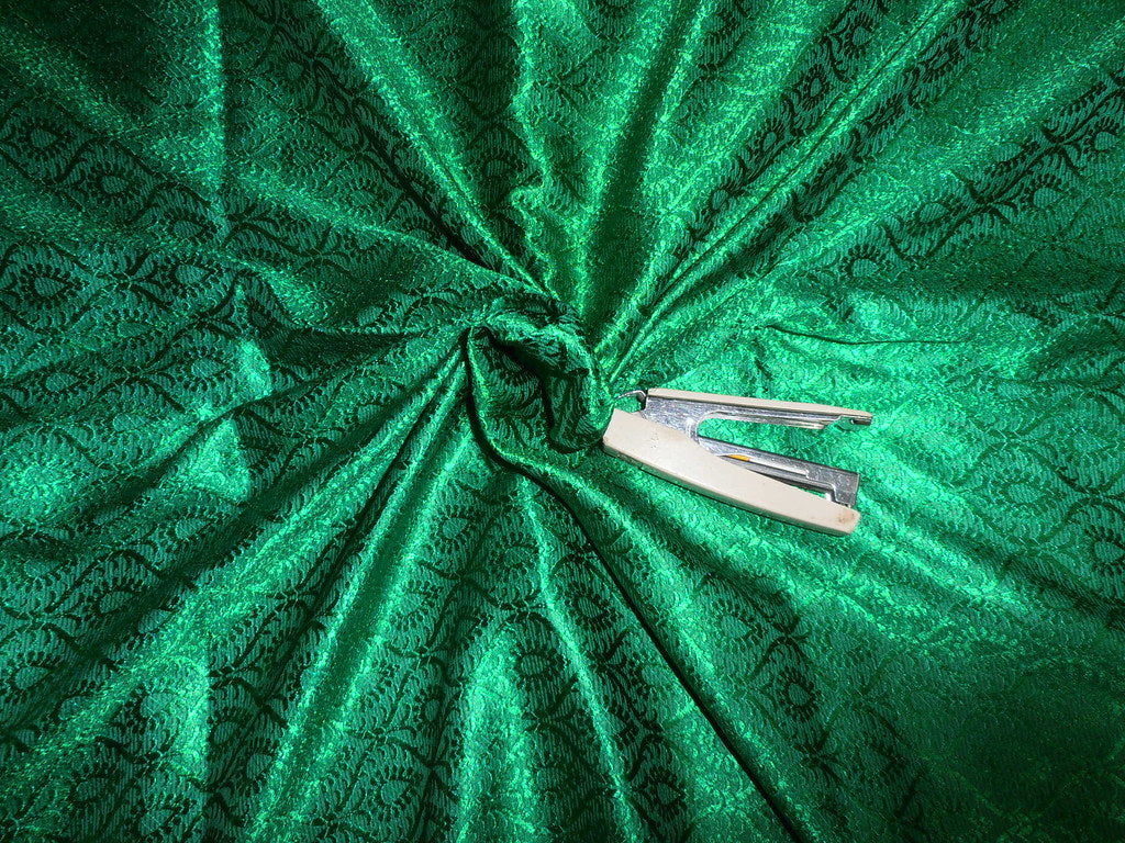 Spun Silk Brocade Fabric EMERALD GREEN 44" wide BRO204[6]