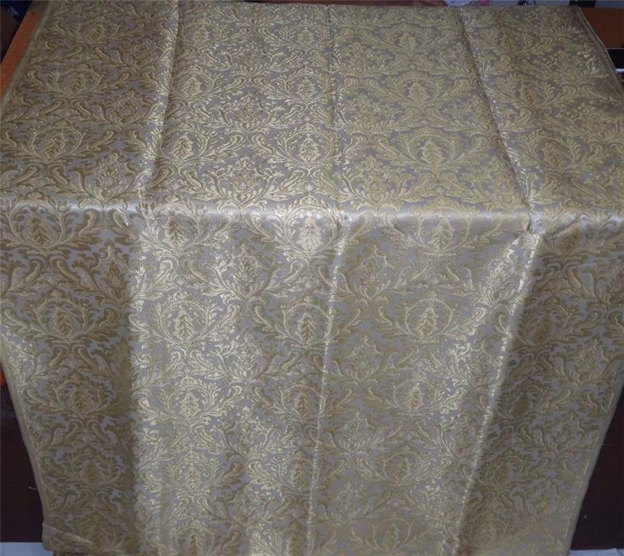 Heavy Silk Brocade Fabric Ivory x Metallic Brown Color 36" WIDE BRO498[4]