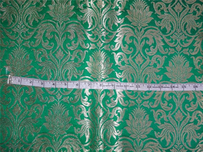 Heavy Brocade Fabric Parrot Green x Metallic Gold Color 36" WIDE BRO503[3]