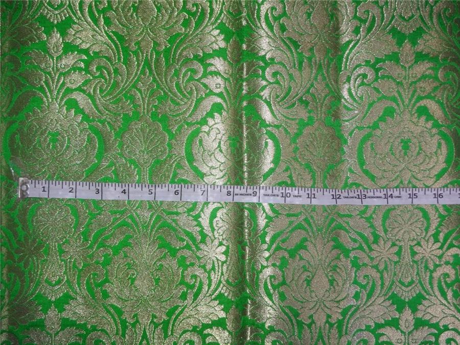 Heavy Silk Brocade Fabric Leafy Green x Metallic Gold Color 36" WIDE BRO503[4]