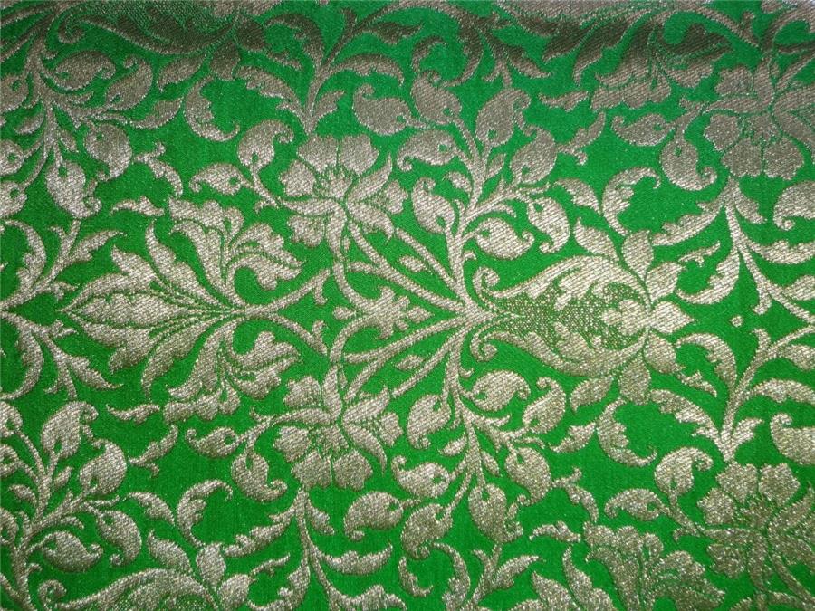 Heavy Silk Brocade Green X Metallic Gold Color 36" WIDE BRO507[1]