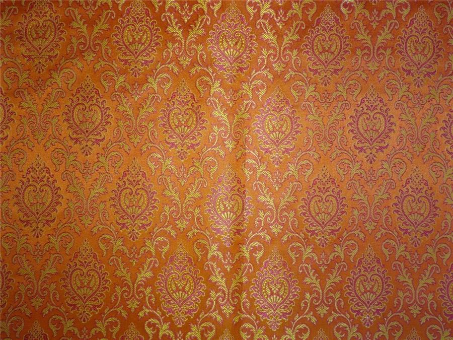 Silk Brocade Fabric Orange, Pink x Yellow Color 44" WIDE BRO521[3]