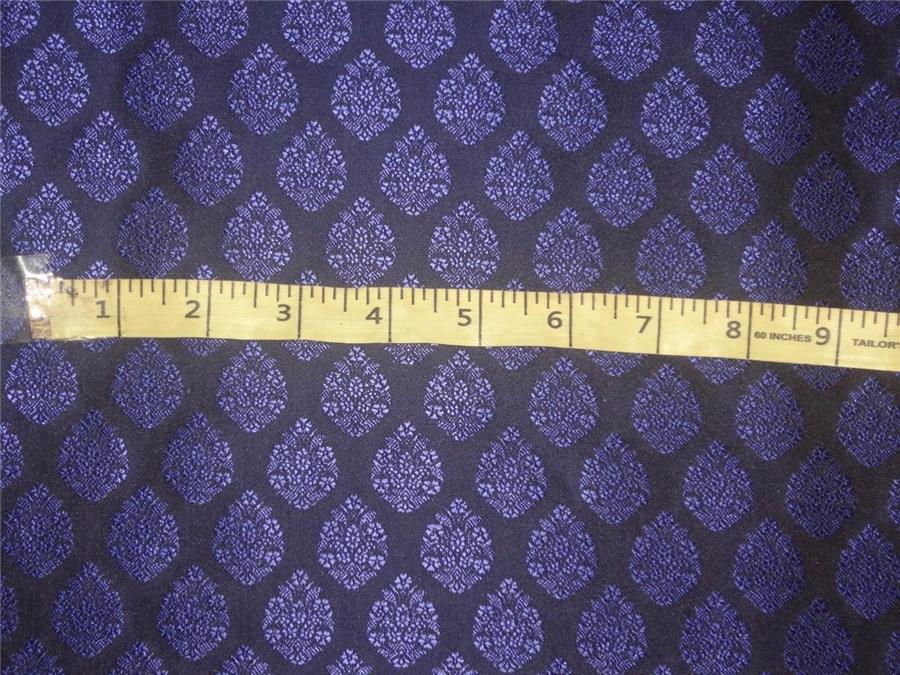 Silk Brocade Fabric Black x Denim Blue Color 44" WIDE BRO523[2]