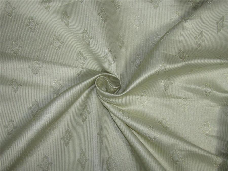 Brocade fabric ivory x light metallic gold color 44&quot;wide single length 3 yds