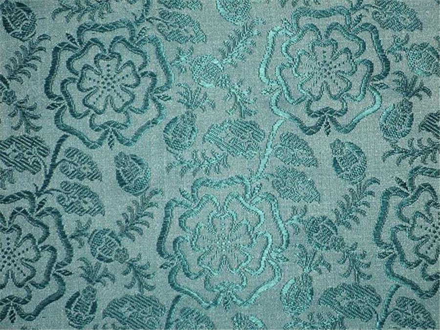 SILK BROCADE FABRIC POWDER Blue and Green 44" wide BRO150[2]