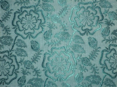 SILK BROCADE FABRIC POWDER Blue and Green 44" wide BRO150[2]