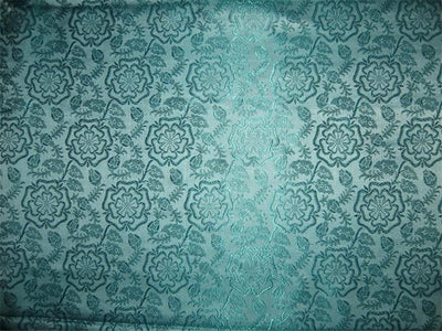 SILK BROCADE FABRIC POWDER Blue and Green 44" wide BRO150[2]