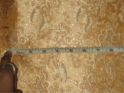 SILK BROCADE FABRIC Mango Yellow,Brown &amp; Gold colour 44" wide BRO170[1]