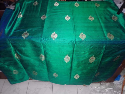 100% raw silk brocade fabric green x blue mettalic gold and pink color 44" wide BRO536[3]