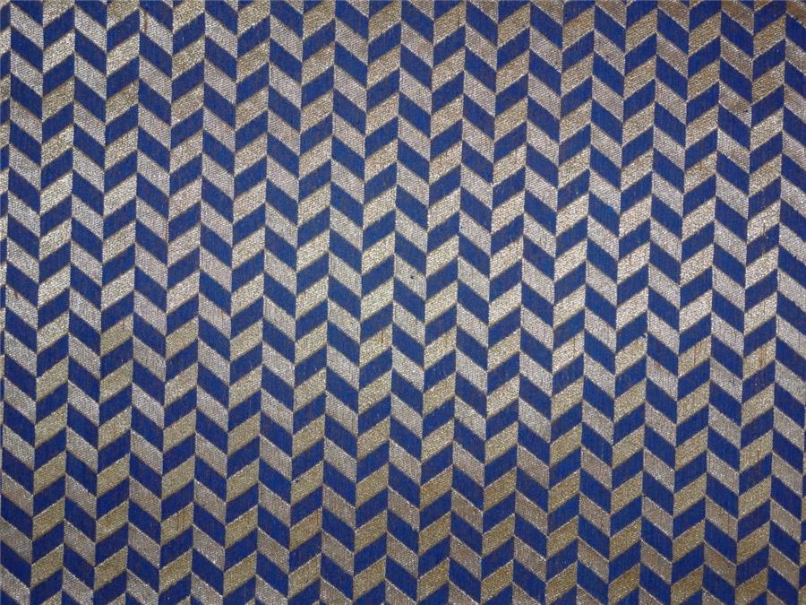 spun brocade fabric blue x metallic gold color 44" wide BRO537[2]